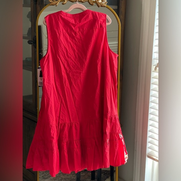 NWT Joie Women's Sleeveless A-Line Silhouette Tiered Mini Red 100%Cotton Dress - Picture 5 of 7